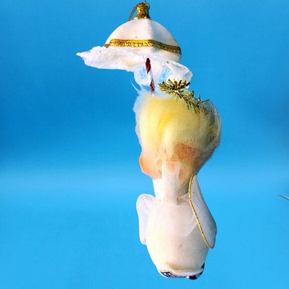 Pixie Angel Ornament Tulle Wings Parasol Lace Trim 1960s Japan Sleepy Eyes - Picture 6 of 9